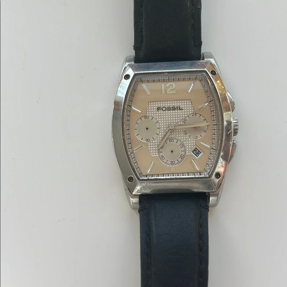 Fossil Black and Silver Chronograph Watch